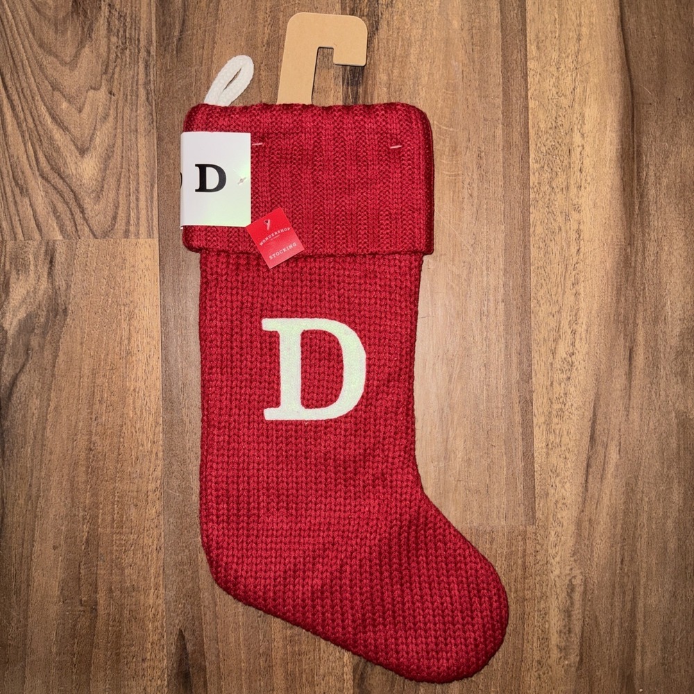 New Wondershop Initial Monogram Knit 19" Christmas Stocking Red Letter D